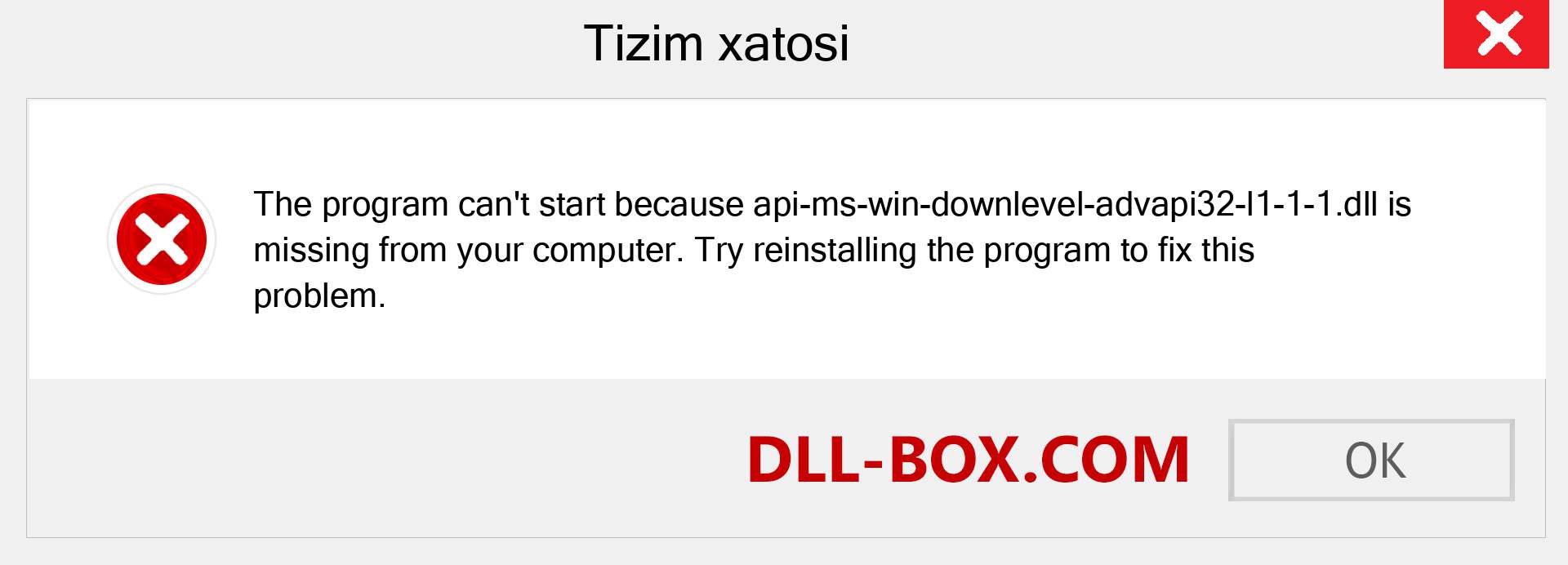 api-ms-win-downlevel-advapi32-l1-1-1.dll fayli yo'qolganmi?. Windows 7, 8, 10 uchun yuklab olish - Windowsda api-ms-win-downlevel-advapi32-l1-1-1 dll etishmayotgan xatoni tuzating, rasmlar, rasmlar